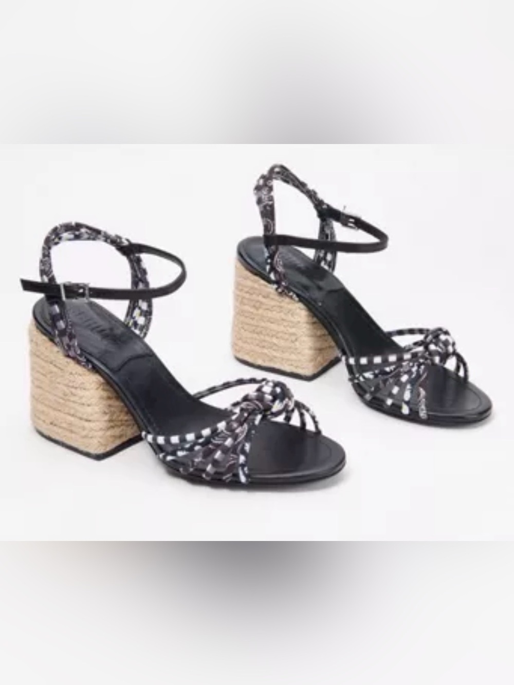 Schutz Black Woven Strap Block Heel Sandals 8.5‎